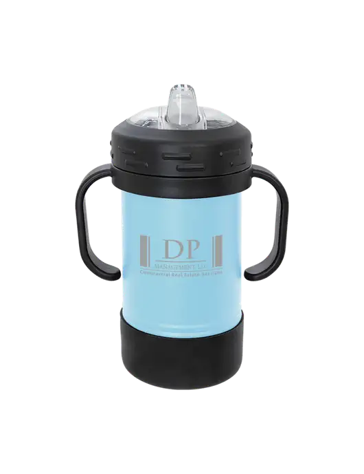 Polar Camel 10 oz Powder Coated Light Blue Sippy Cup w/DP Management Logo