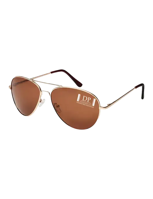 Aviator Coffee Brown with Gold Sunglasses  w/DP Management Logo