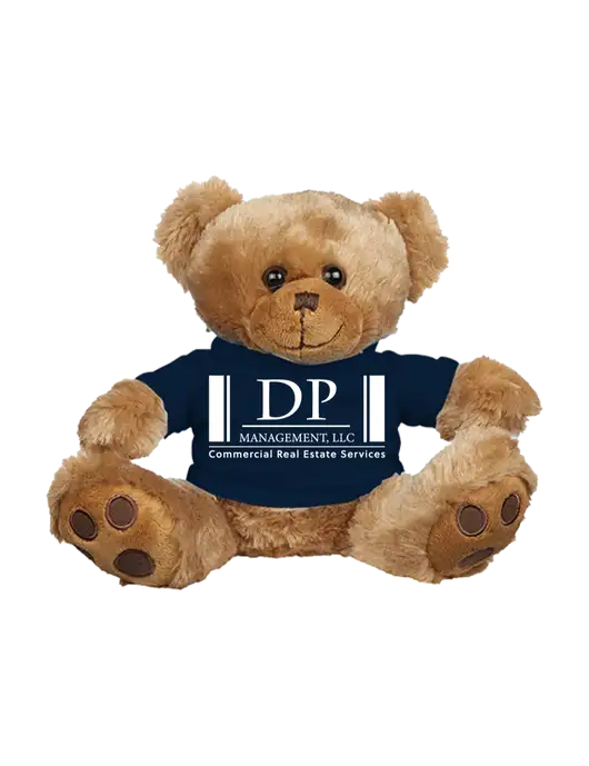 8 1/2 Cuddly Brown Bear With Navy T-Shirt w/DP Management Logo