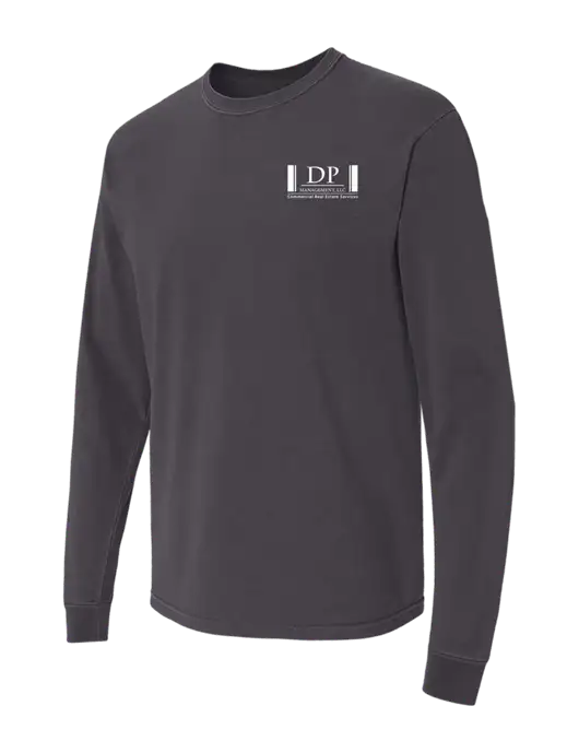 Comfort Colors Garment-Dyed Dark Grey Heavyweight Long Sleeve T-Shirt w/DP Management Logo