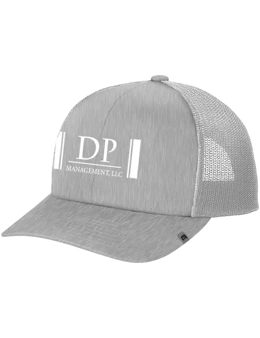 TravisMathew Light Medium Grey Heather Cruz Trucker Cap w/DP Management Logo