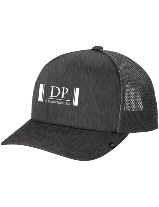 TravisMathew Very Dark Grey Heather Cruz Trucker Cap w/DP Management Logo