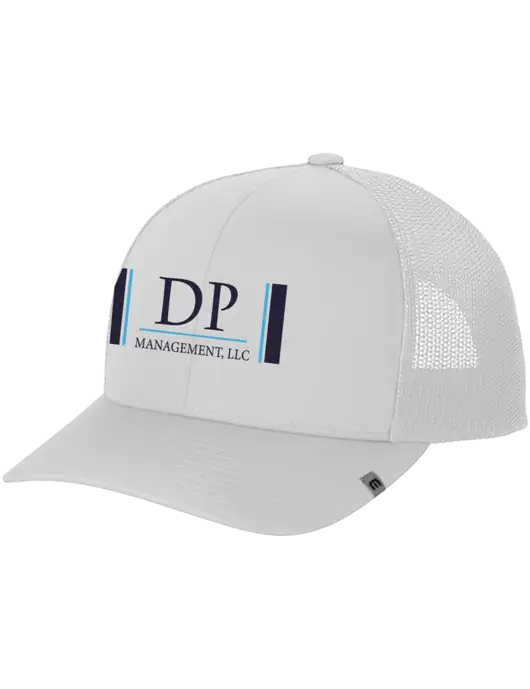 TravisMathew White Cruz Trucker Cap w/DP Management Logo