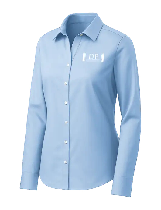 Brooks Brothers Womens Light Blue Wrinkle-Free Stretch Pinpoint Shirt w/DP Management Logo