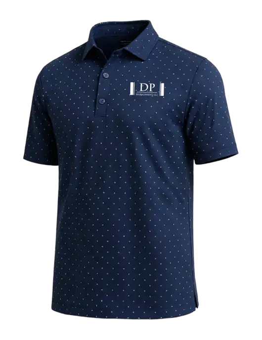 Callaway Micro Chev Dark Navy Print Polo w/DP Management Logo