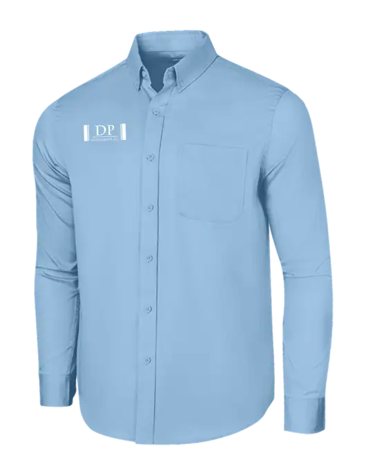 Long Sleeve Light Blue Superpro React Twill Shirt w/DP Management Logo