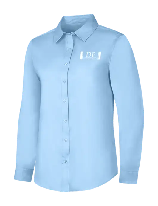 Womens Light Blue Long Sleeve Superpro React Twill Shirt w/DP Management Logo