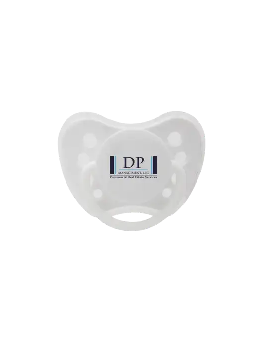 Silicone White Pacifier with Clear Cover w/DP Management Logo