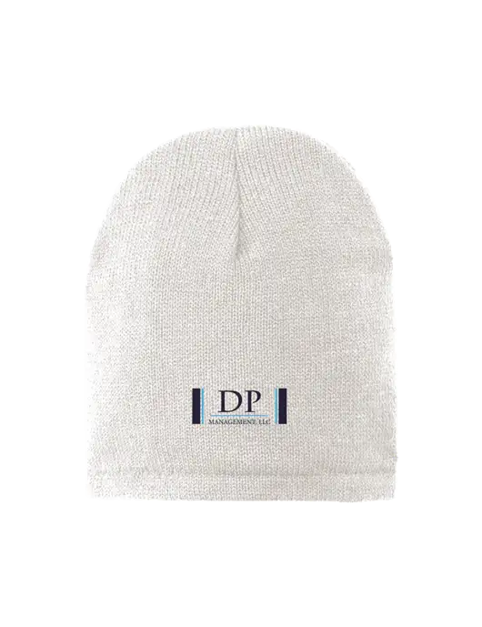 White Fleece-Lined Beanie Cap w/DP Management Logo