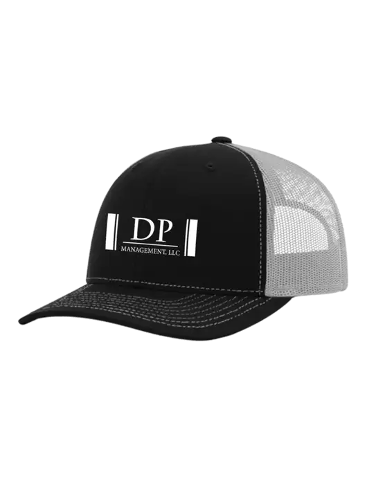 Richardson Adjustable Snapback Original 112 Trucker Cap Black w/White Mesh w/DP Management Logo