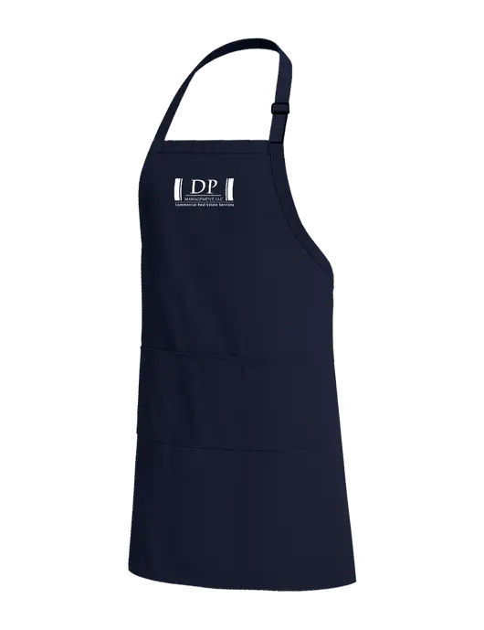 Easy Care Extra Long Bib Navy Apron with Stain Release w/DP Management Logo