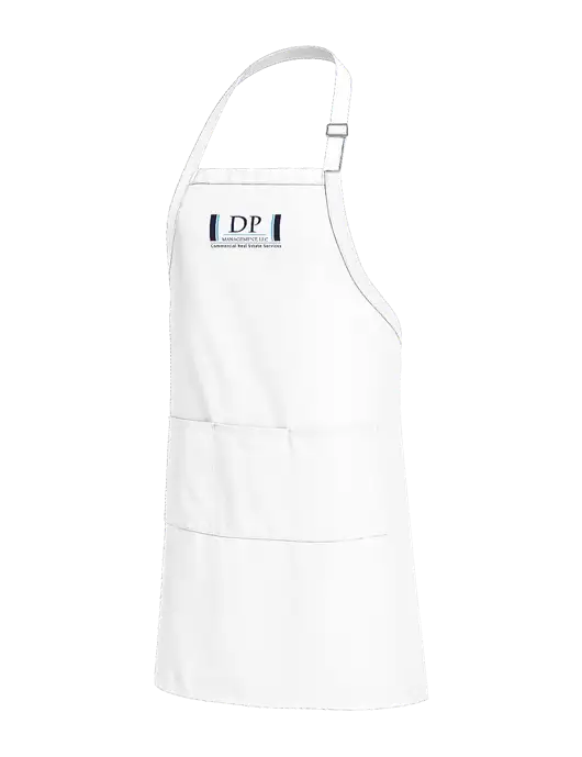 Easy Care Extra Long Bib White Apron with Stain Release w/DP Management Logo