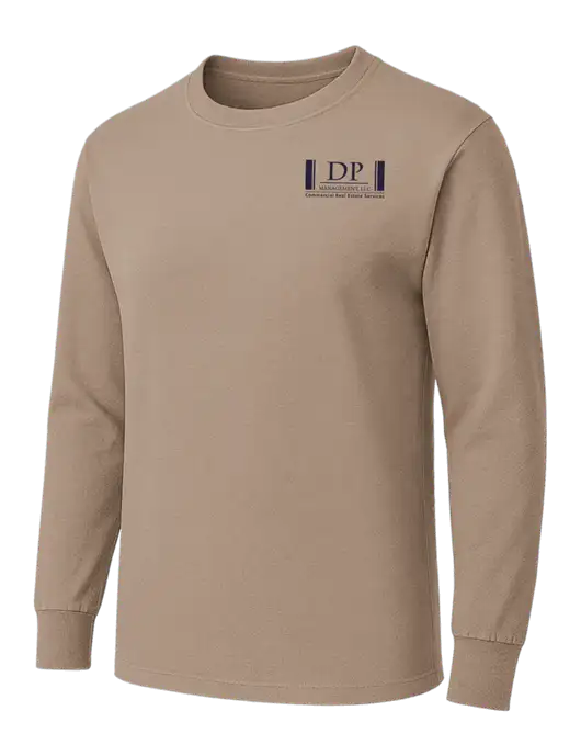 Dark Tan Heavyweight Long Sleeve 6.1 oz T-Shirt w/DP Management Logo