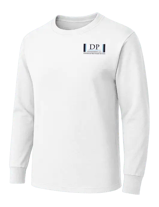 White Heavyweight Long Sleeve 6.1 oz T-Shirt w/DP Management Logo