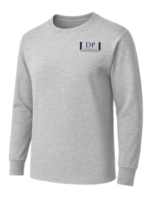 Light Grey Heather Heavyweight Long Sleeve 6.1 oz T-Shirt w/DP Management Logo