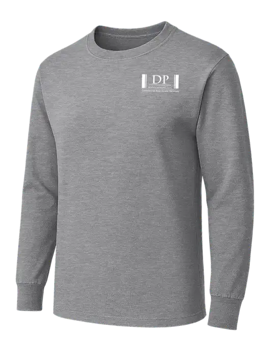 Medium Grey Heather Heavyweight Long Sleeve 6.1 oz T-Shirt w/DP Management Logo