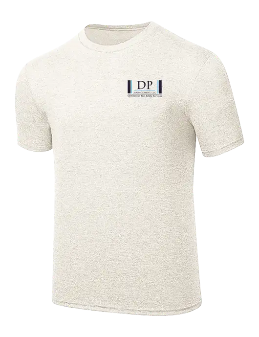 Simply Soft Very Light Tan Heather 4.5oz Poly/Combed Ring Spun Cotton T-Shirt w/DP Management Logo