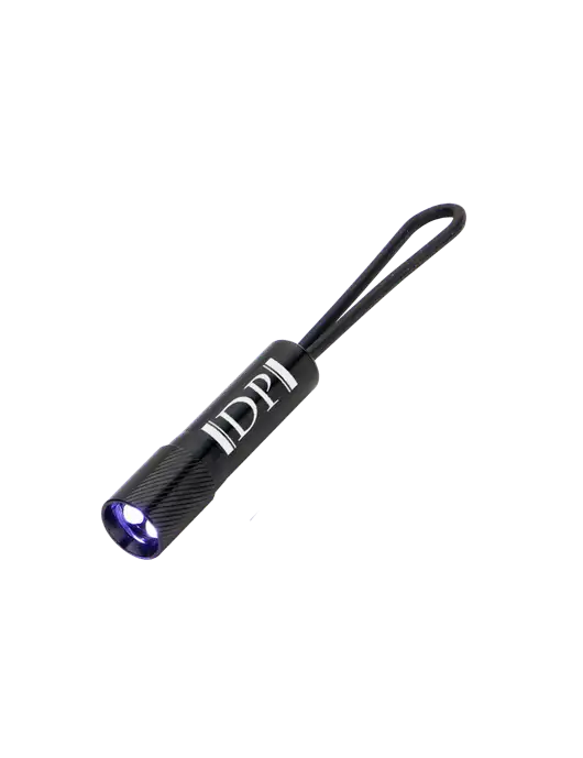 Mini Black LED Flashlight with Silicone Loop w/DP Management Icon Logo